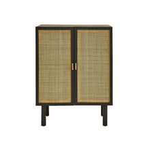 Credenza in mango massello nero e midollino 68 cm