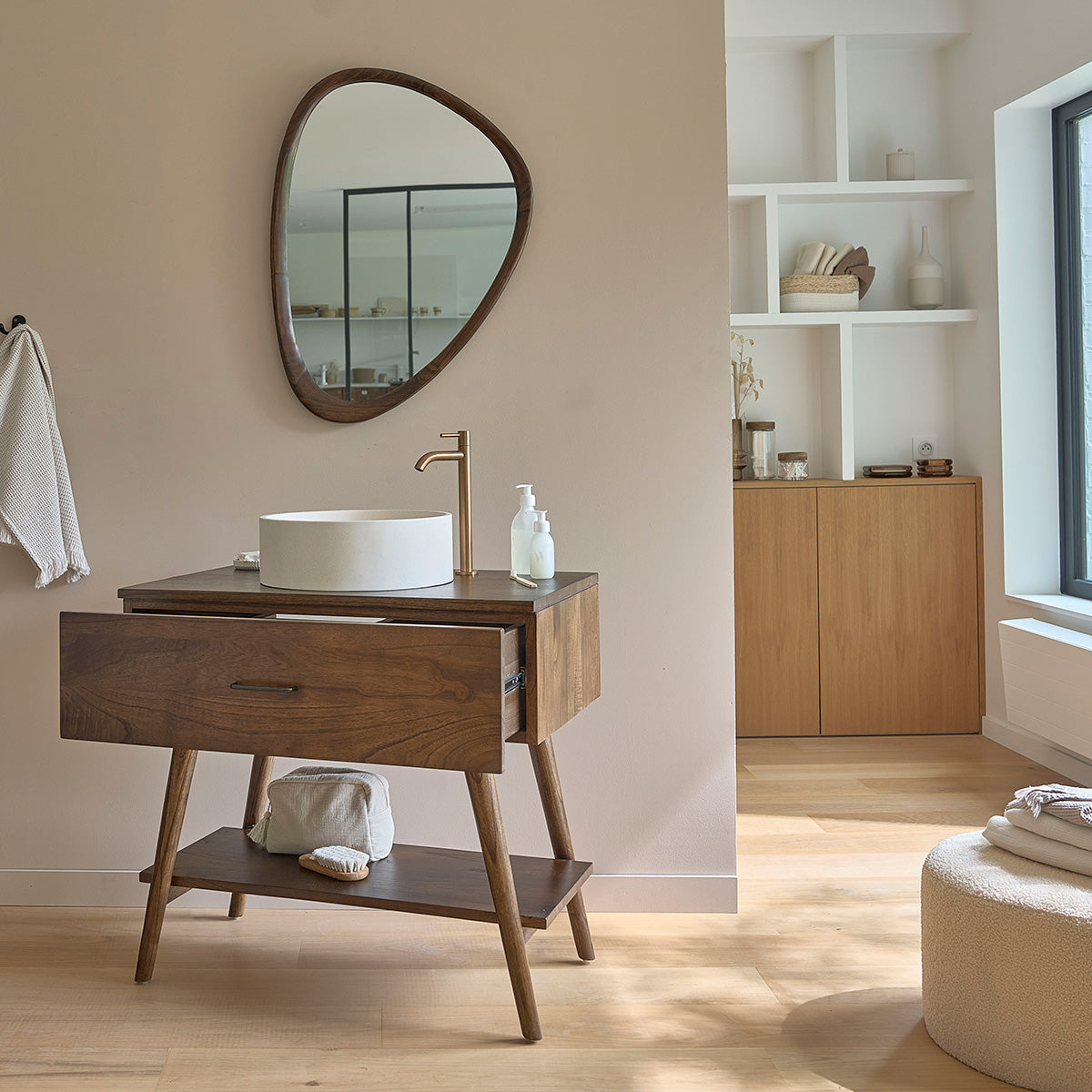 CALIXTE - Mobile da bagno in mindi massello 80 cm