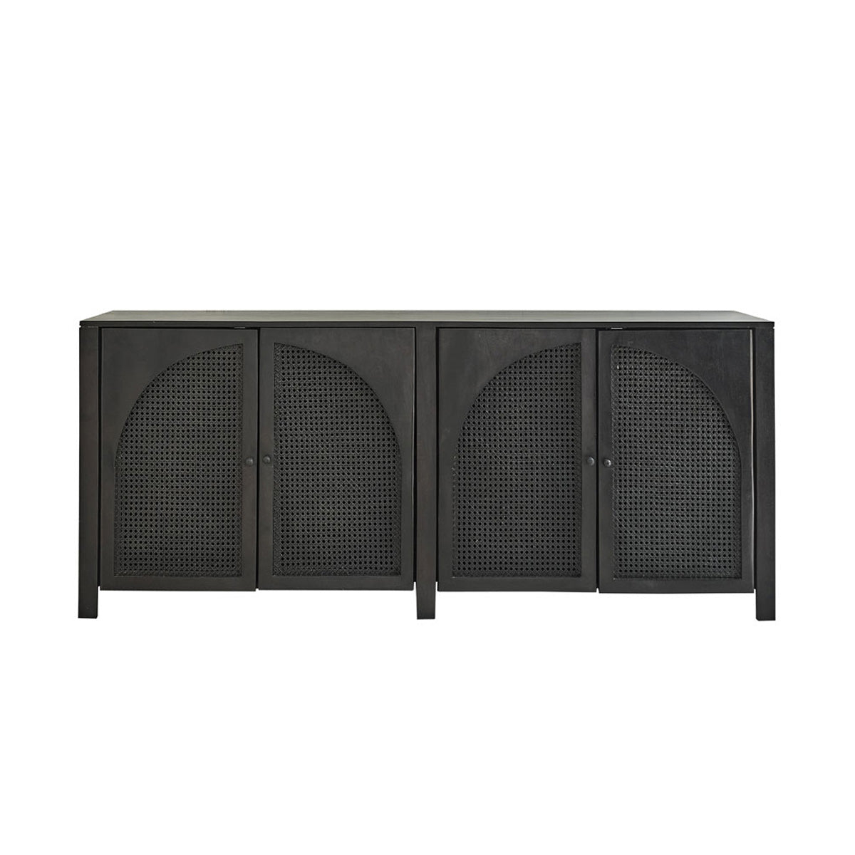 ZULMA - Credenza in mango massello e midollino nero 175 cm
