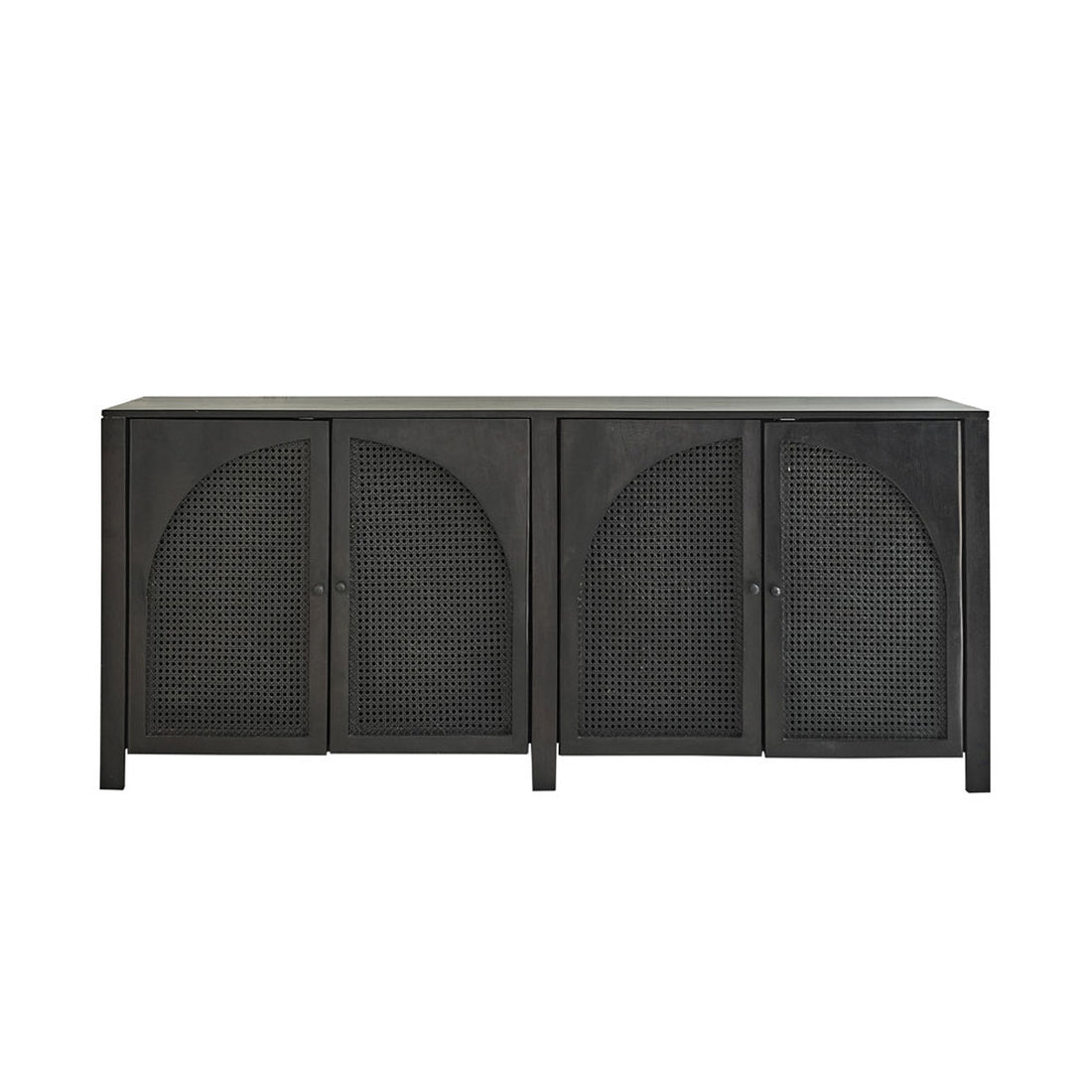 ZULMA - Credenza in mango massello e midollino nero 175 cm