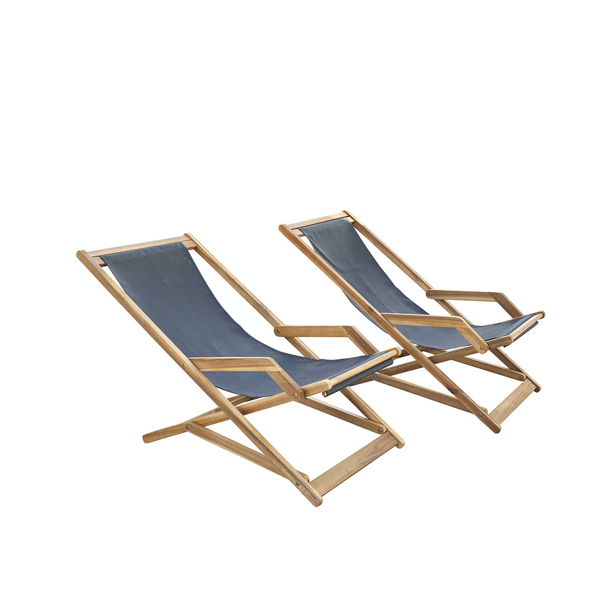 HANOÏ - Sedia a sdraio in acacia massello e textilene nero (set di 2)