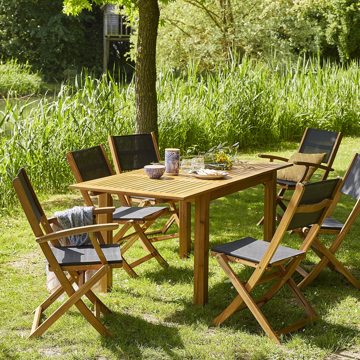 HANOÏ - Mobili da giardino in acacia 6/8 pers.