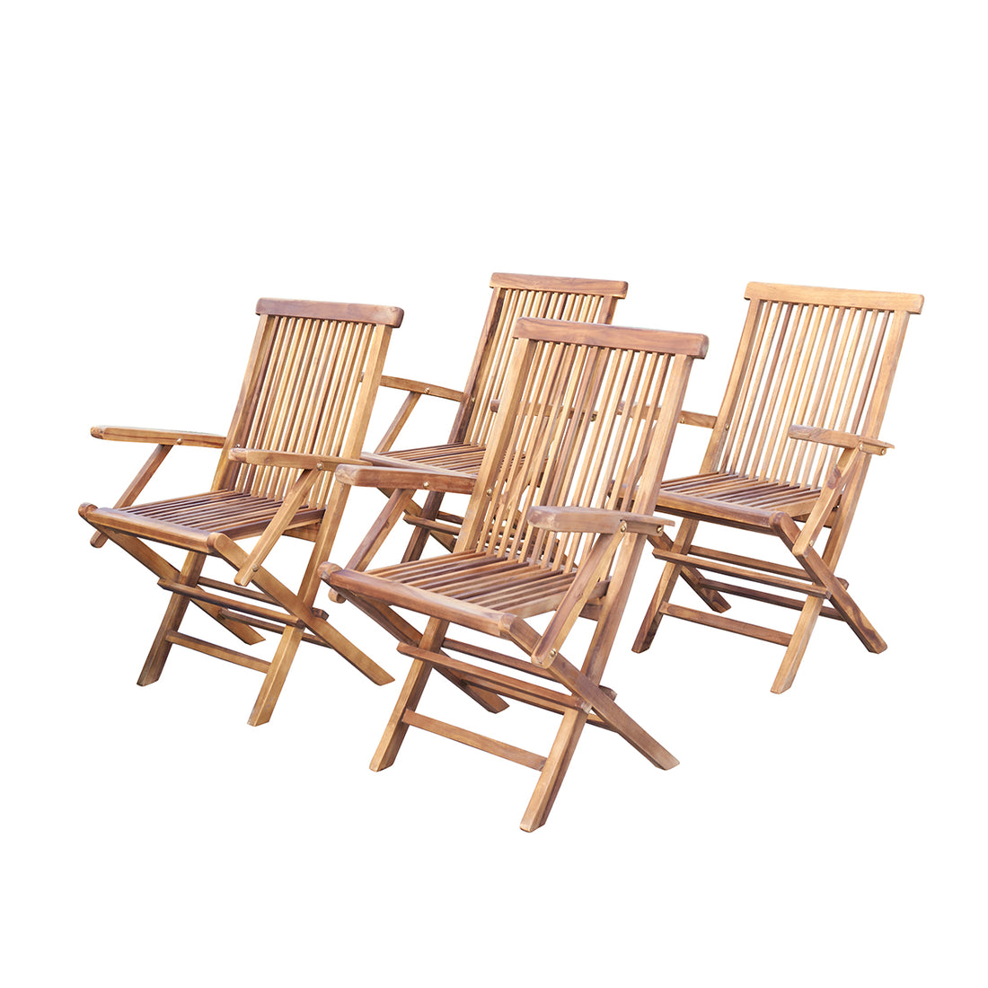 BALI - Poltrona da giardino pieghevole in teak massello oliato (set di 4)