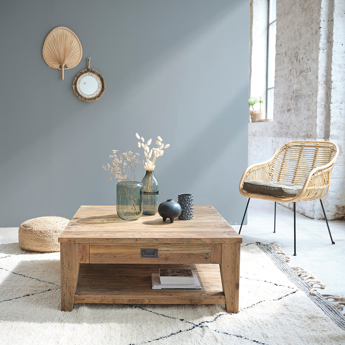 CARGO - Tavolino in teak massello riciclato 100 cm