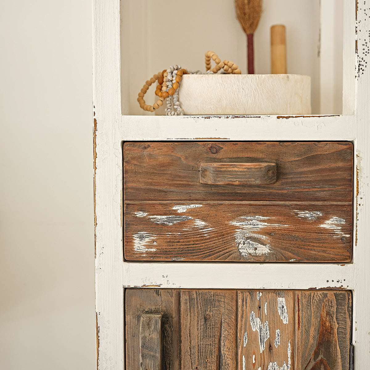 SEZANNE - Colonna da bagno in legno massello riciclato 170 cm