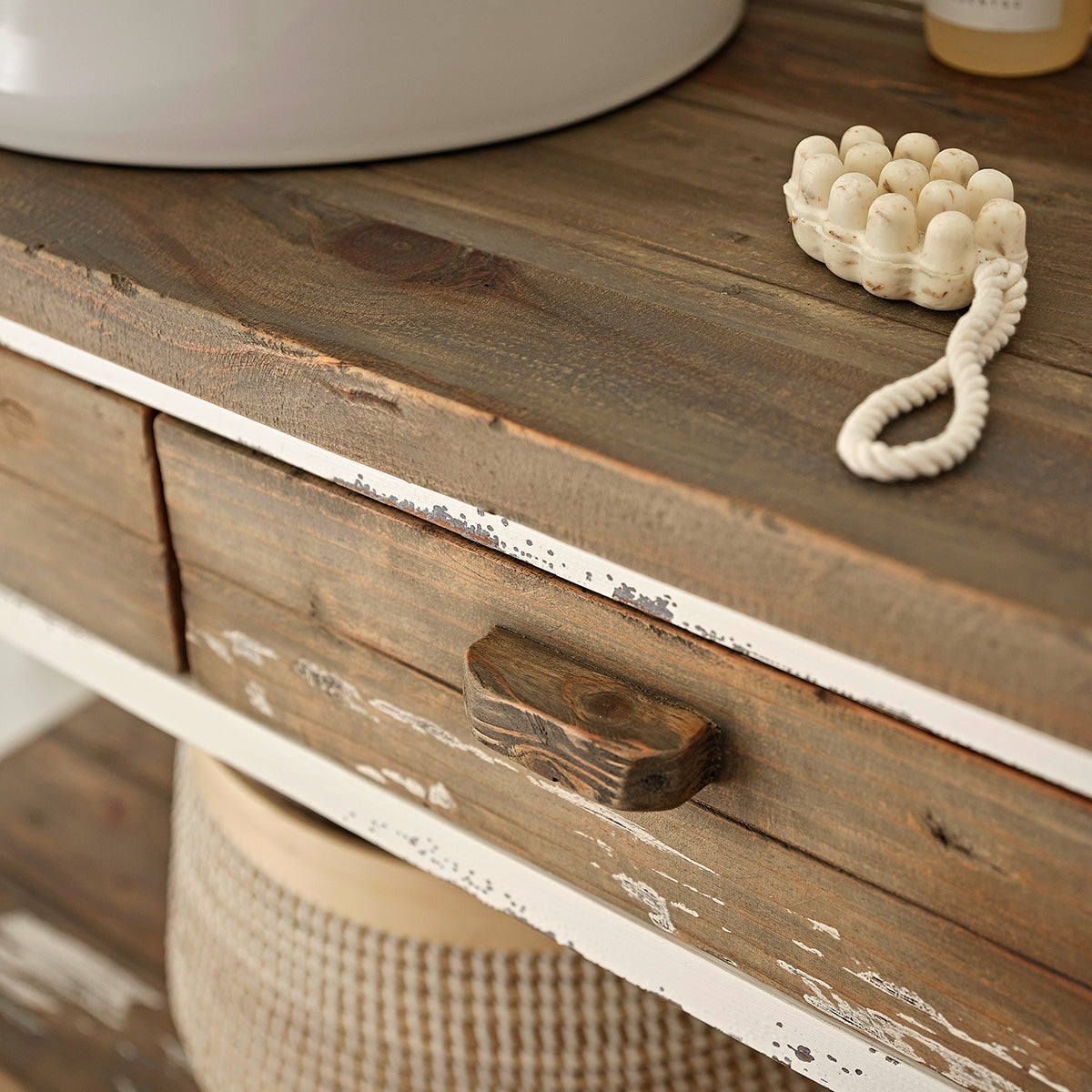 SEZANNE - Mobile per lavabo in legno massello riciclato 150 cm