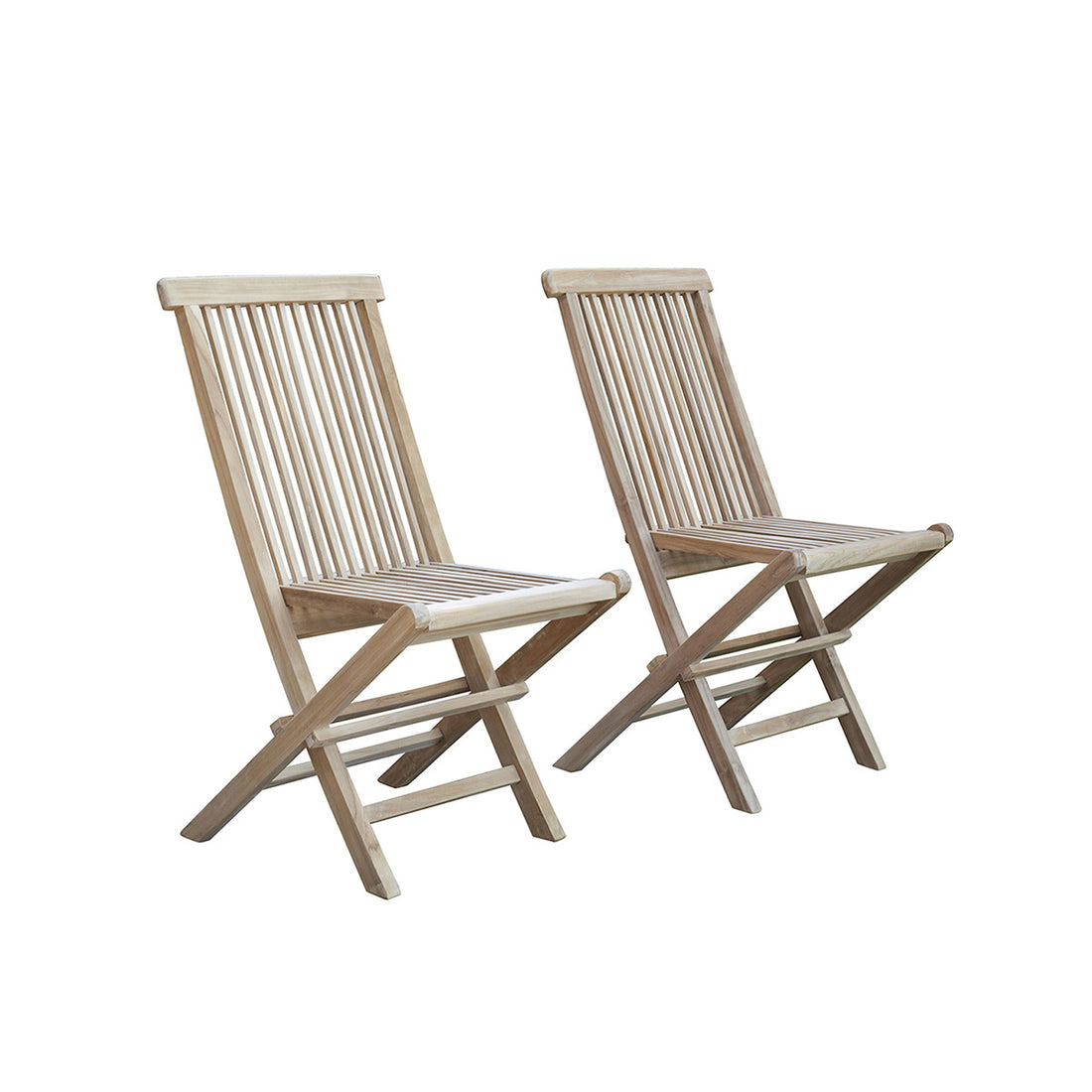 MIDLAND - Sedia da giardino pieghevole in teak massello (set di 2)