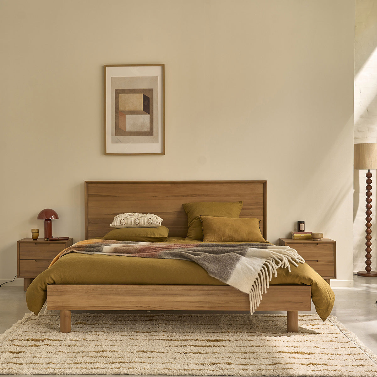 Collezione Gustave - Letto in teak massiccio da 180 cm con rete