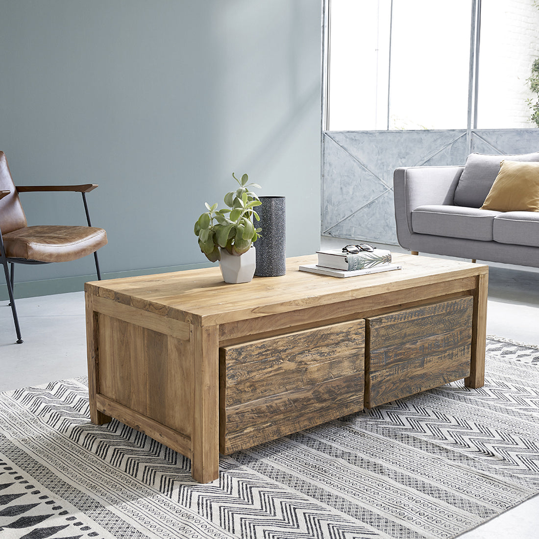 CARGO - Tavolino in teak massello riciclato 120 cm