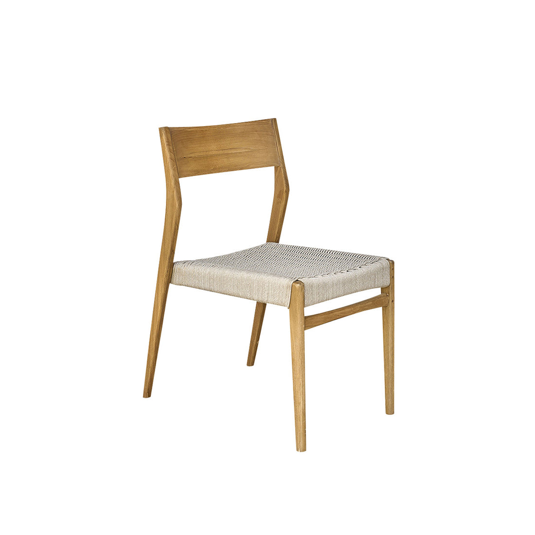 LIVIE - Sedia da giardino in teak massello e corda beige