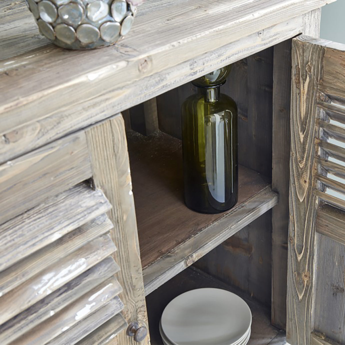 VICTOR - Cassettiera in pino massello riciclato 140 cm