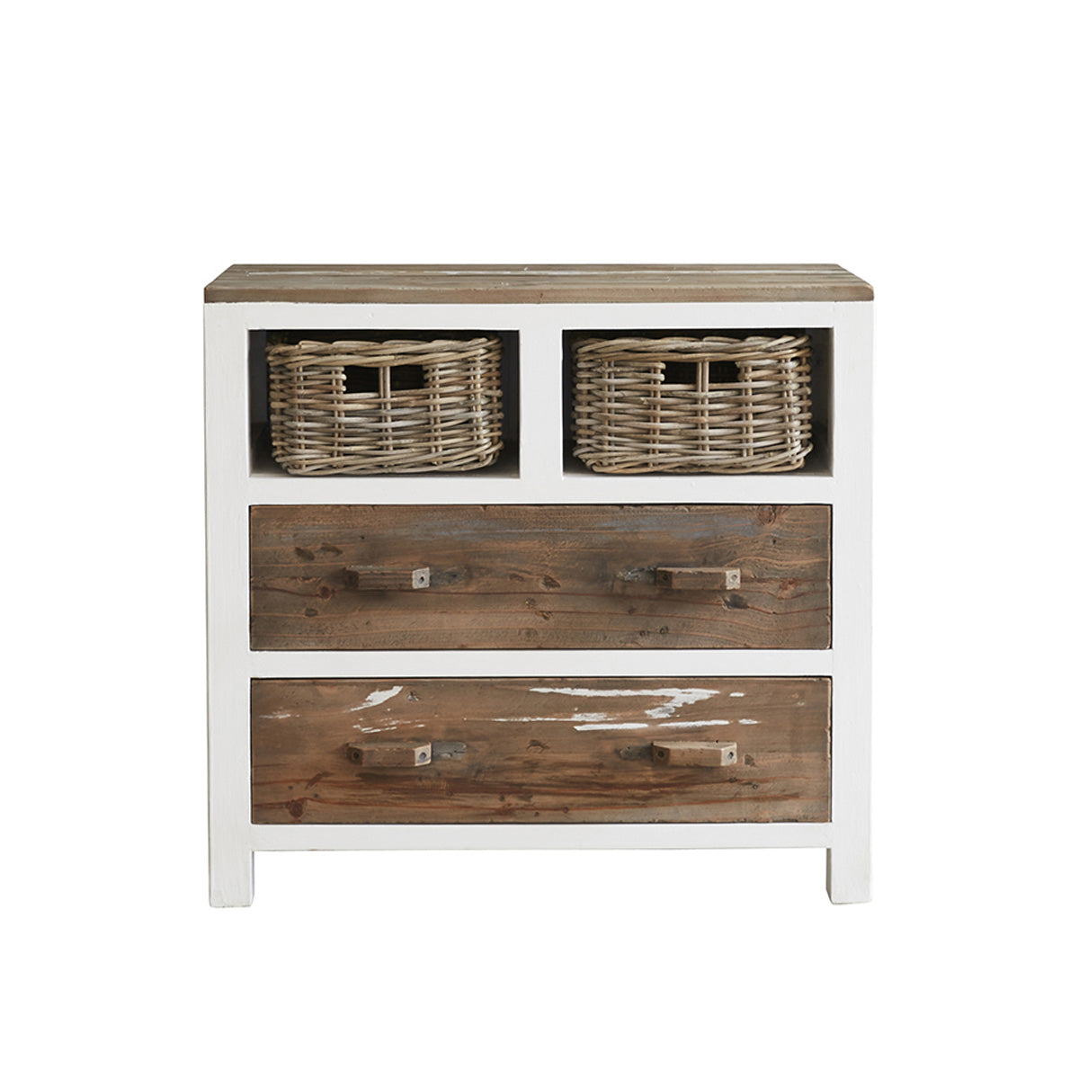 HONFLEUR - Cassettiera in legno massello riciclato da 80 cm