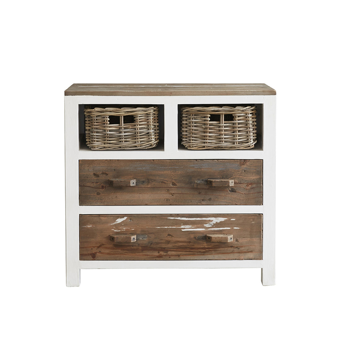 HONFLEUR - Cassettiera in legno massello riciclato da 80 cm