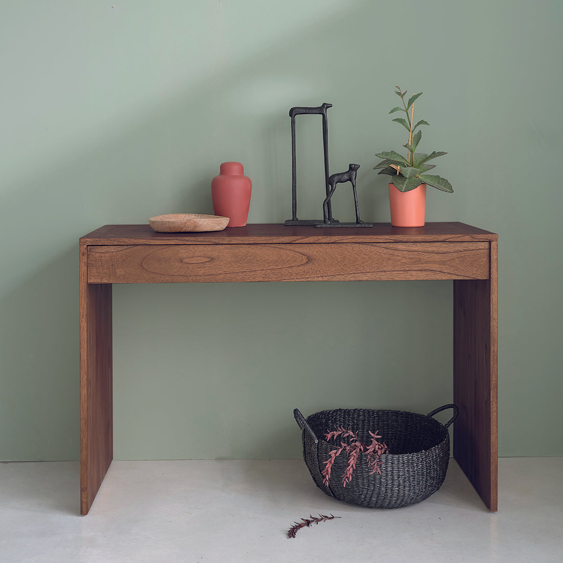 MILO - Consolle in mindi massello finitura in noce 120 cm