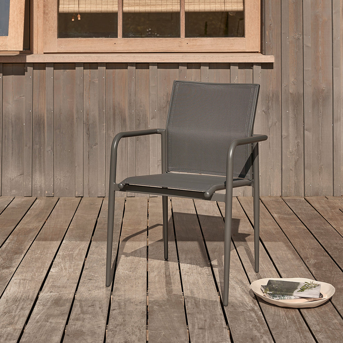 LAGON - Poltrona in alluminio e textilene grigio