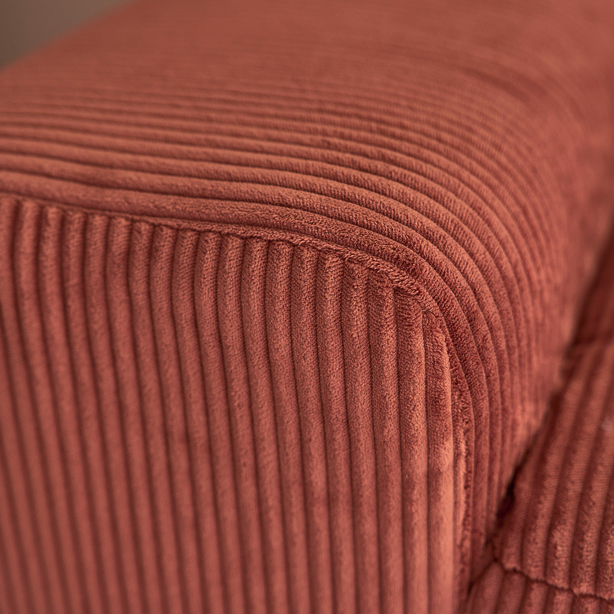 ALPHONSE - Divano diritto 3 posti in velluto a coste terracotta