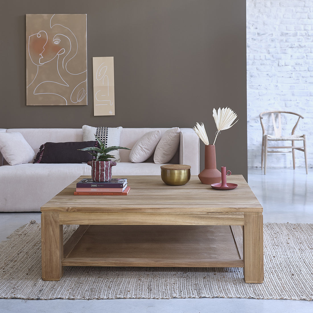 BOSTON - Tavolino in teak massello da 120 cm