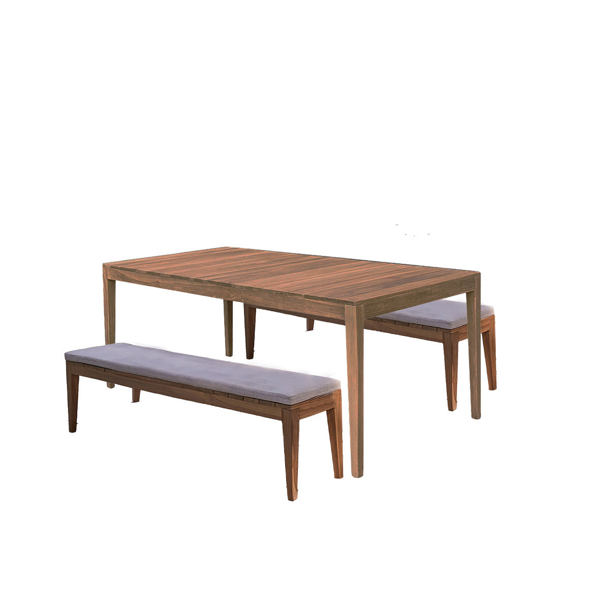 BARI - Set di mobili da giardino in teak massello 6/8 pers. con cuscini