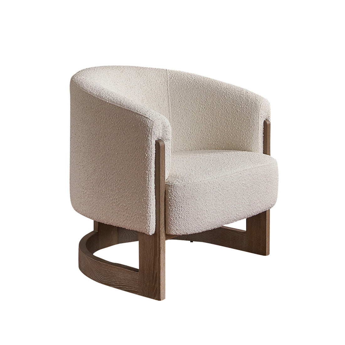 MALO - Poltrona in rovere massello e tessuto bouclé écru