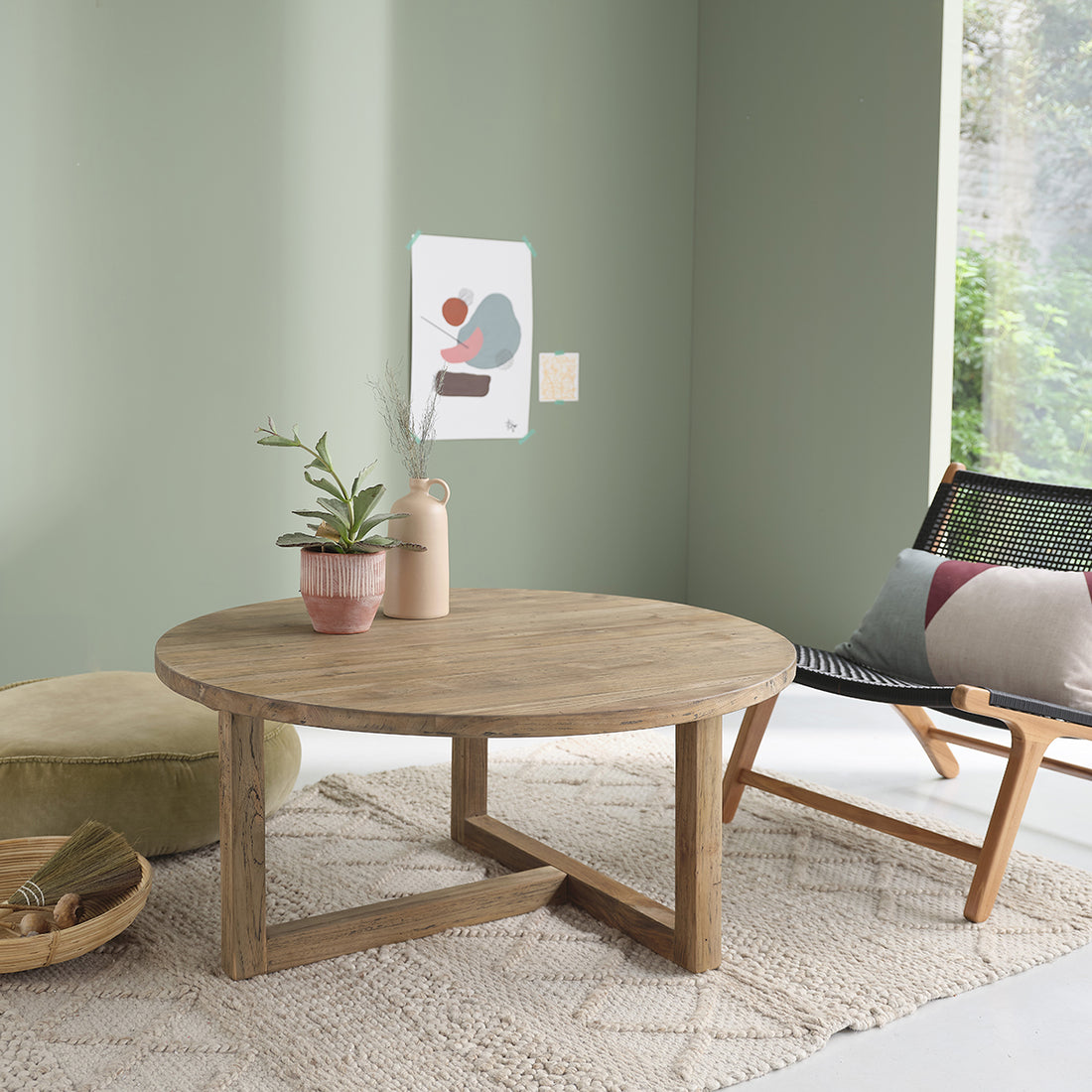 CARGO - Tavolino in teak massello riciclato Ø 100 cm