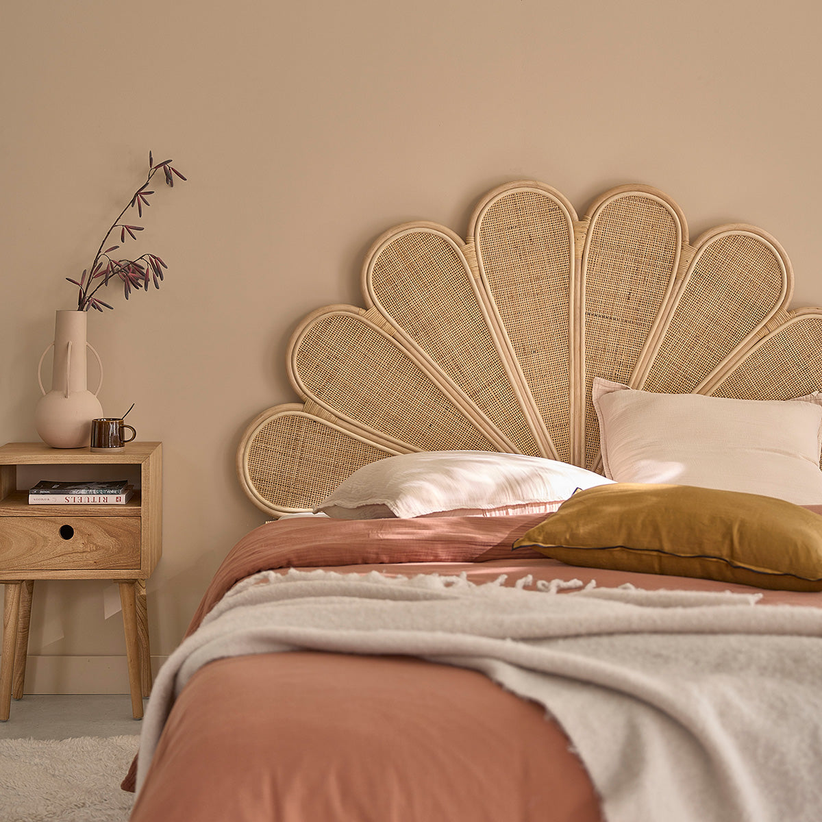 ROMY - Testiera in rattan e cannage 160 cm