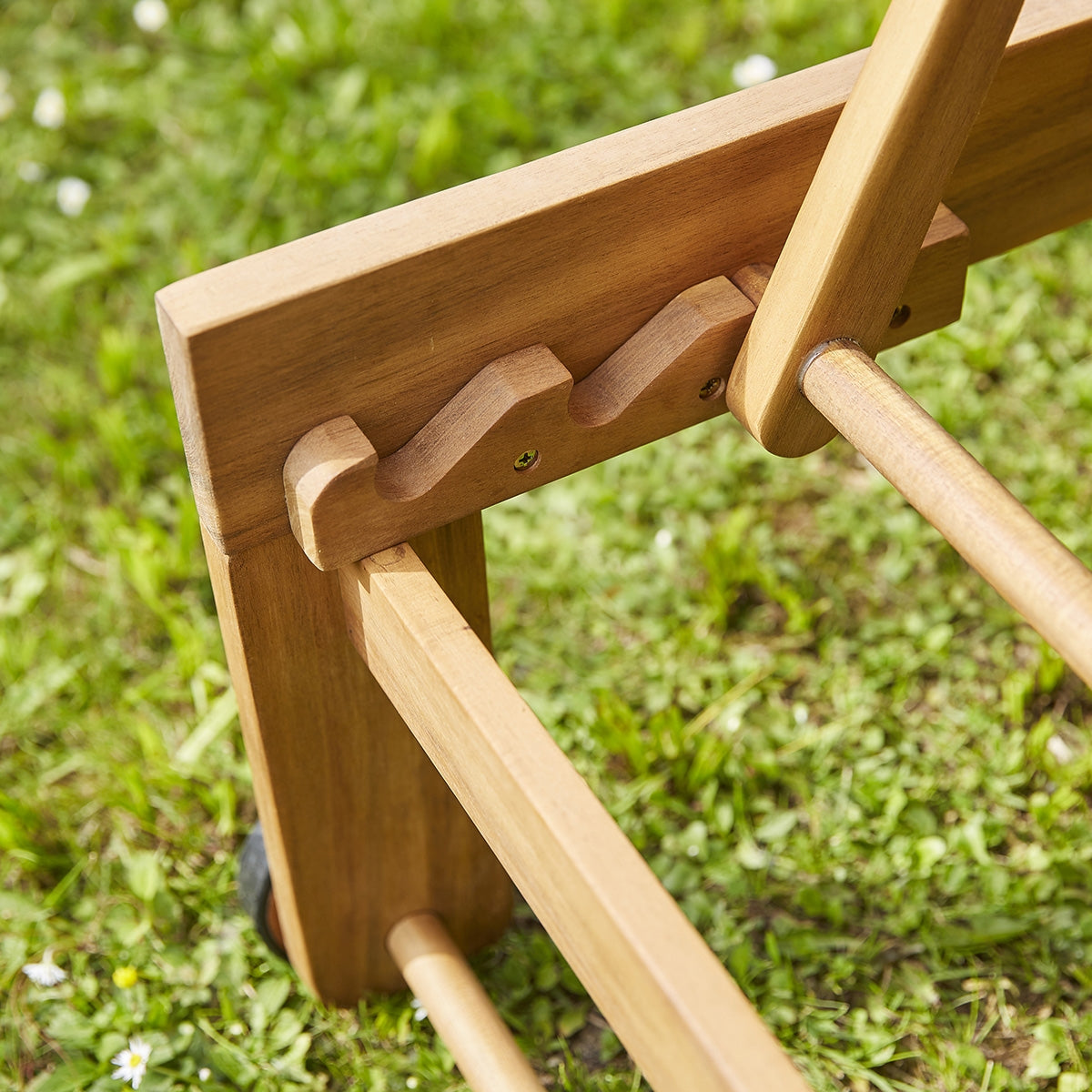 HANOÏ - Lettino in acacia massello e textilene grigio