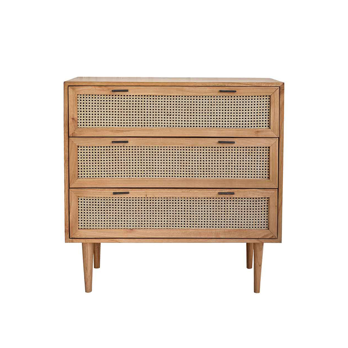 ALBA - Cassettiera in mindi massello e cannage, 100 cm