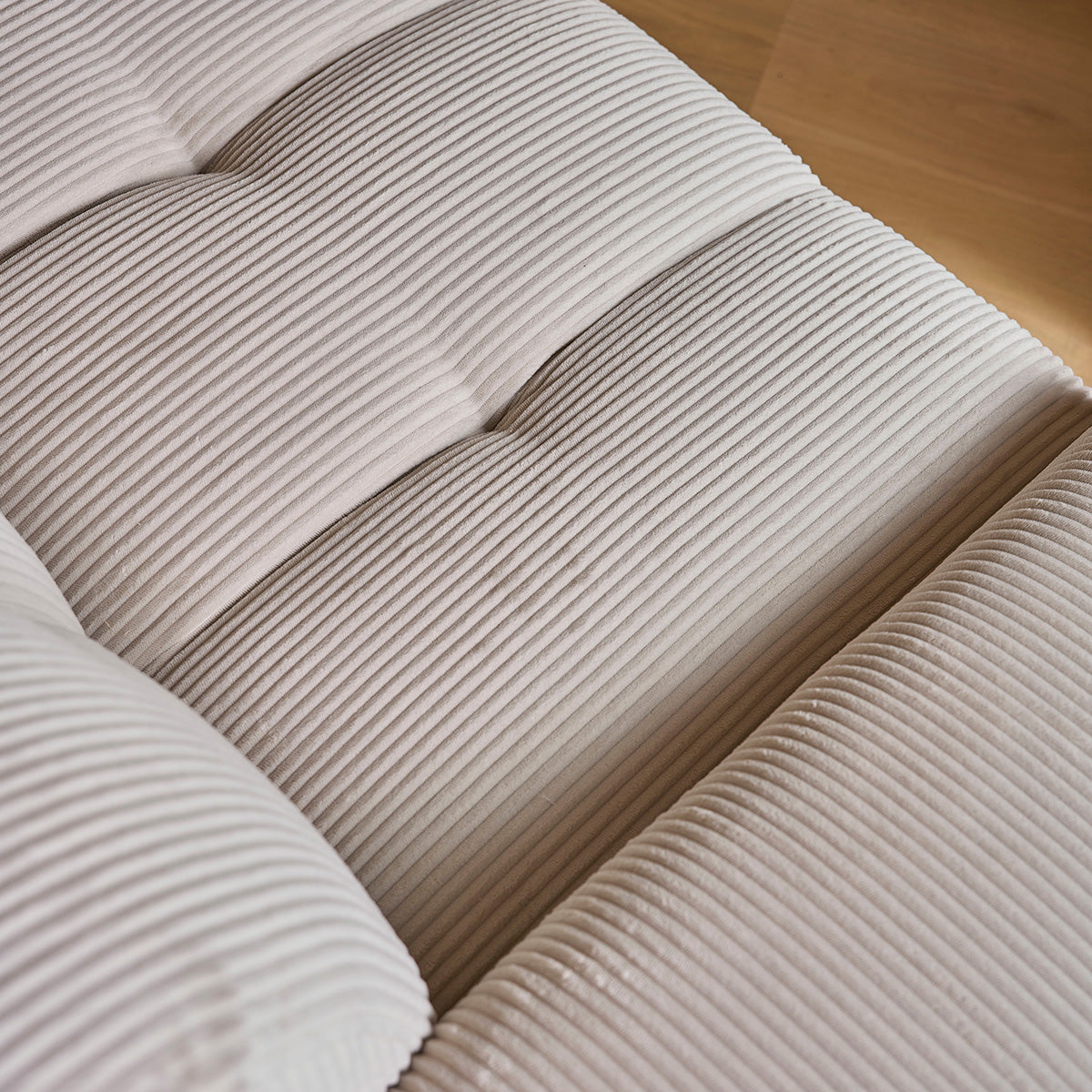 ALPHONSE - Divano dritto 3 posti in velluto a coste ecrù