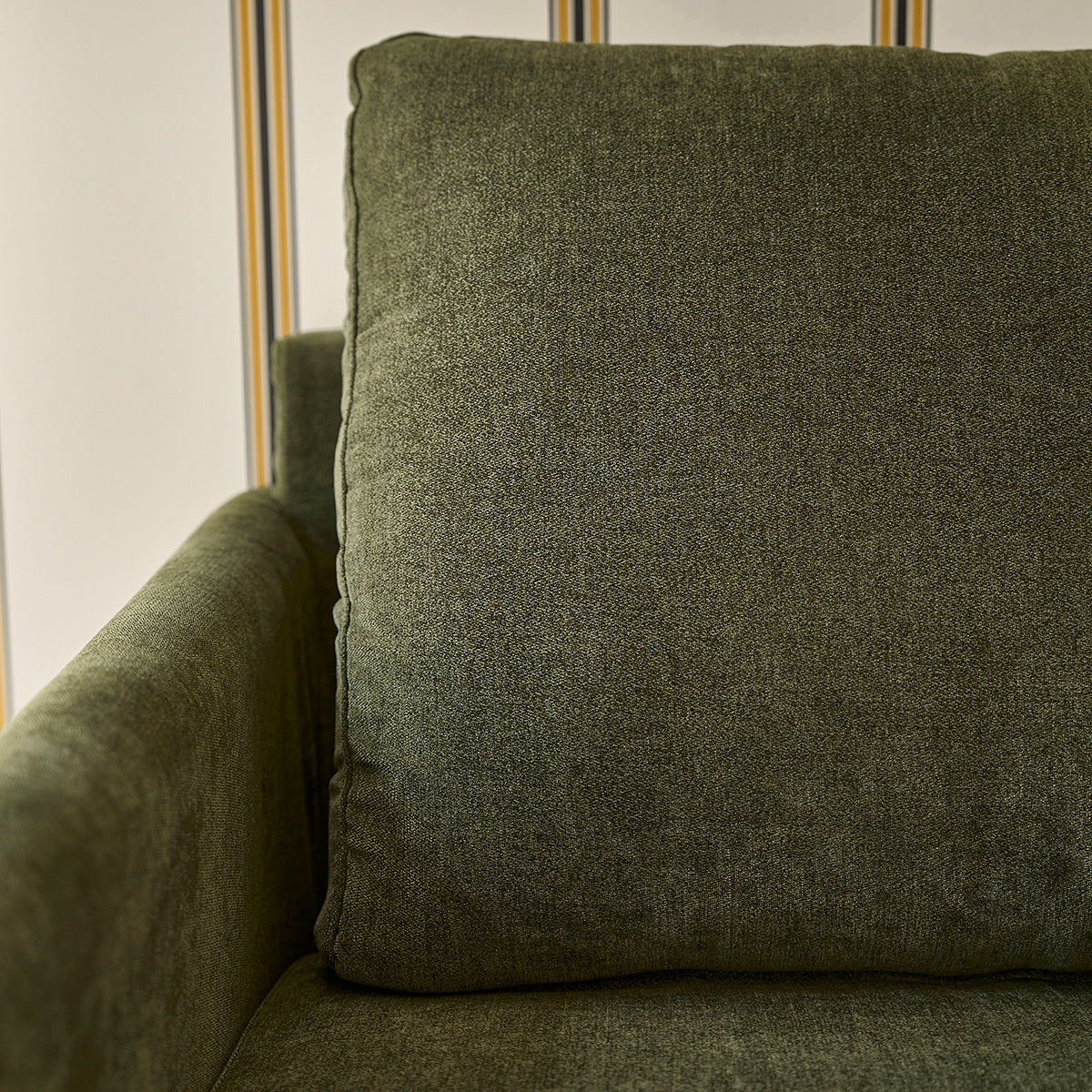 ONDINE - Divano dritto a 3 posti in legno massello e tessuto in velluto verde muschio