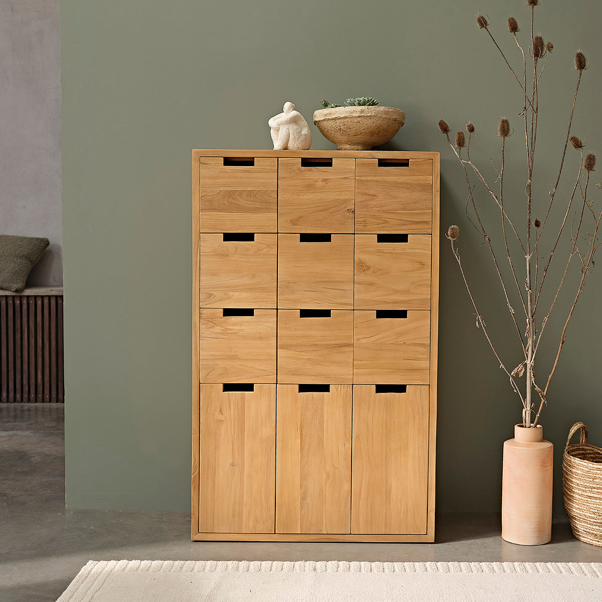 ALDO - Armadio da ingresso in teak massello 80 cm