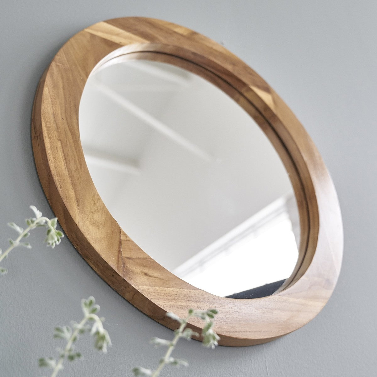 Specchio rotondo in teak massello Ø 50 cm