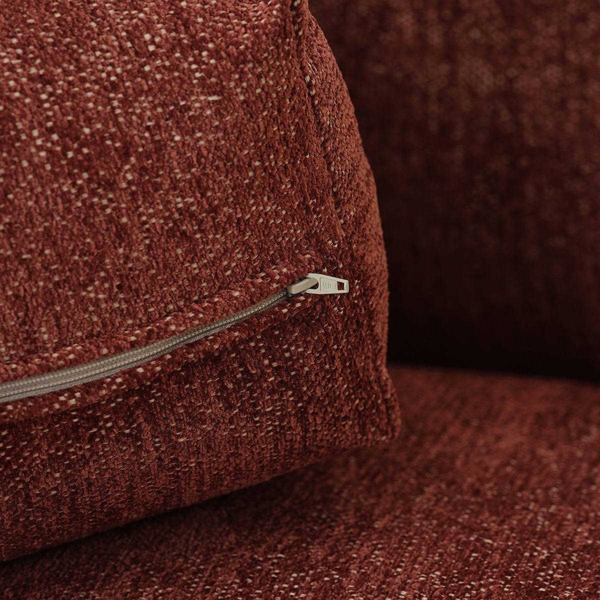 JACQUES - Divano lineare a 3 posti in ciniglia melange color vino