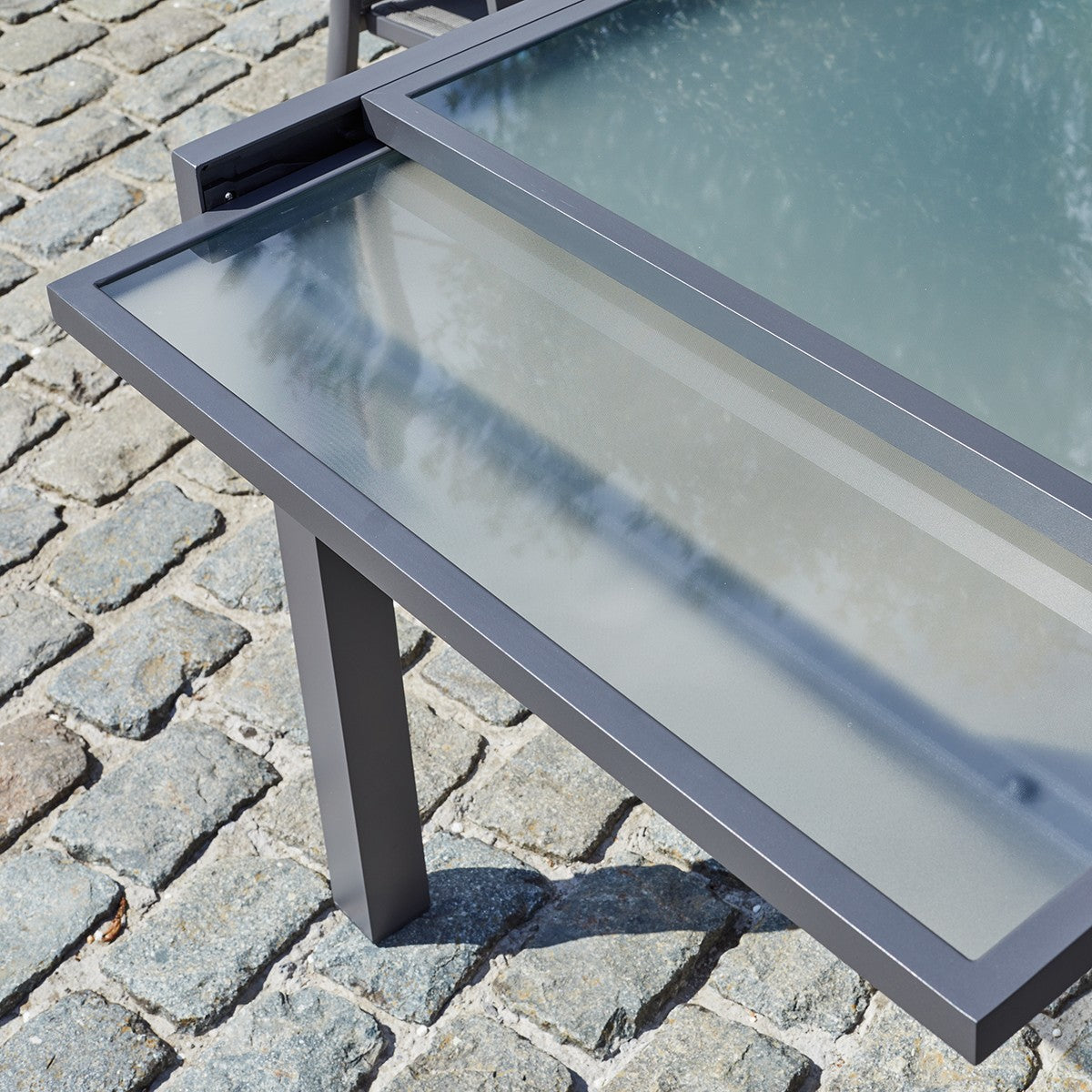 MODULO - Set di mobili da giardino in alluminio grigio con tavolo allungabile 4/8 pers.
