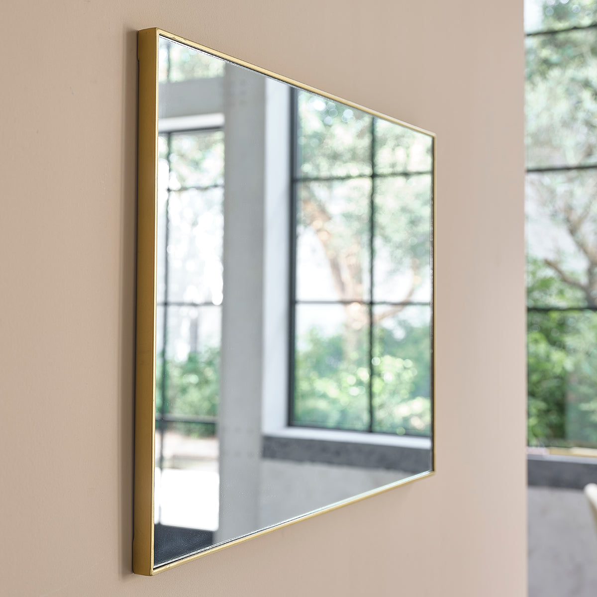 LUNA - Specchio rettangolare in metallo dorato 70x50 cm