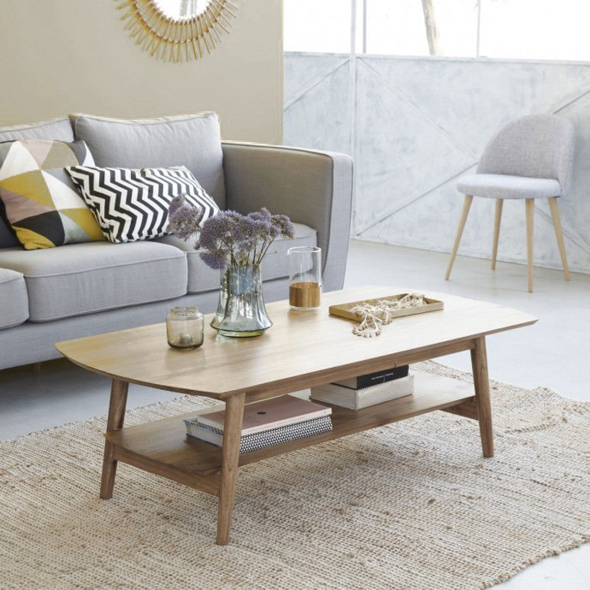 ODDA - Tavolino in mindi massello 130 cm