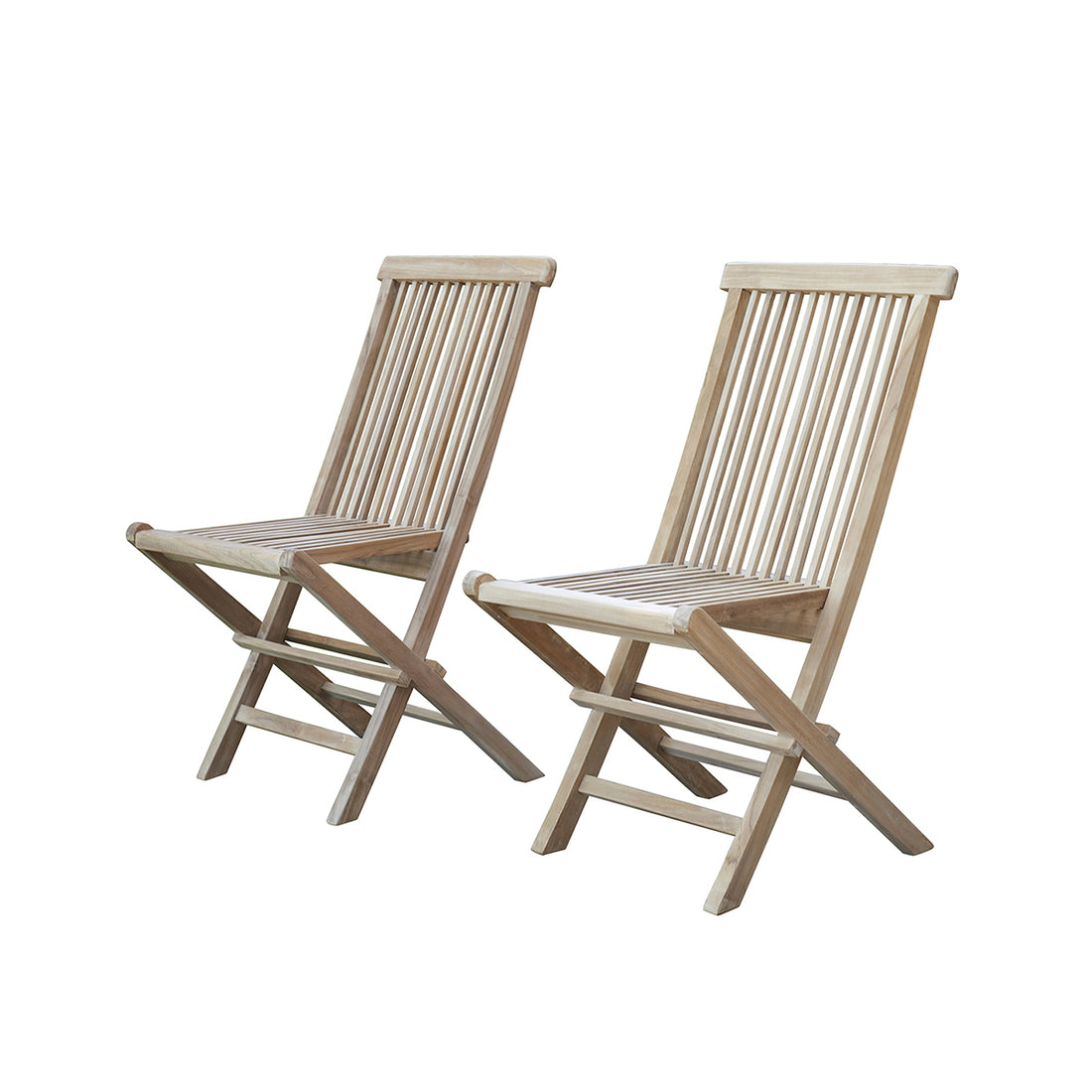 MIDLAND - Sedia da giardino pieghevole in teak massello (set di 2)