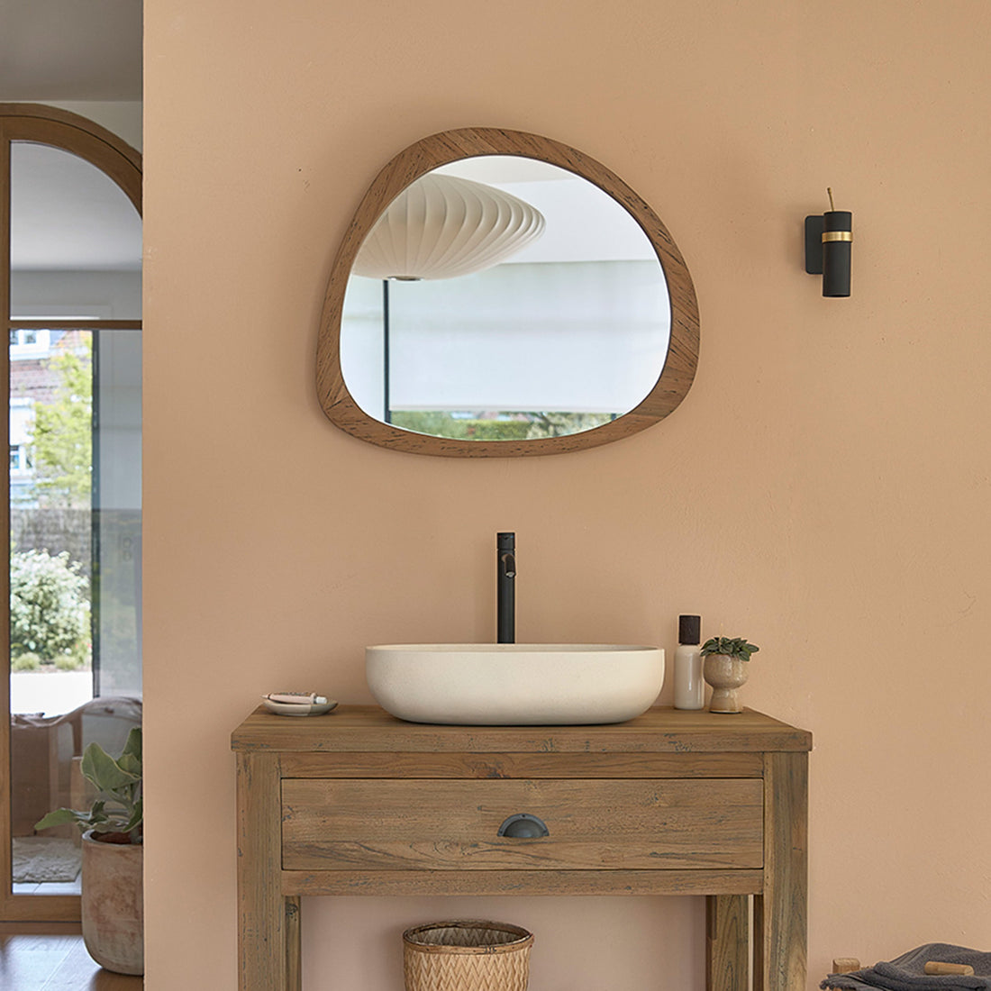 AUSTIN - Specchio in teak massello riciclato 70 cm