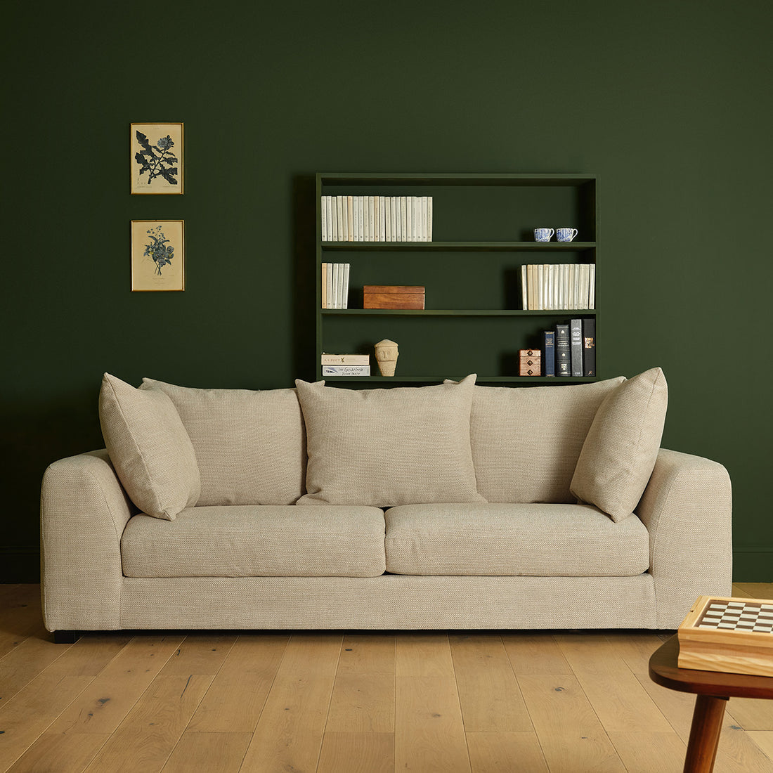 EDMOND - Divano lineare a 4 posti in tessuto testurizzato beige melange