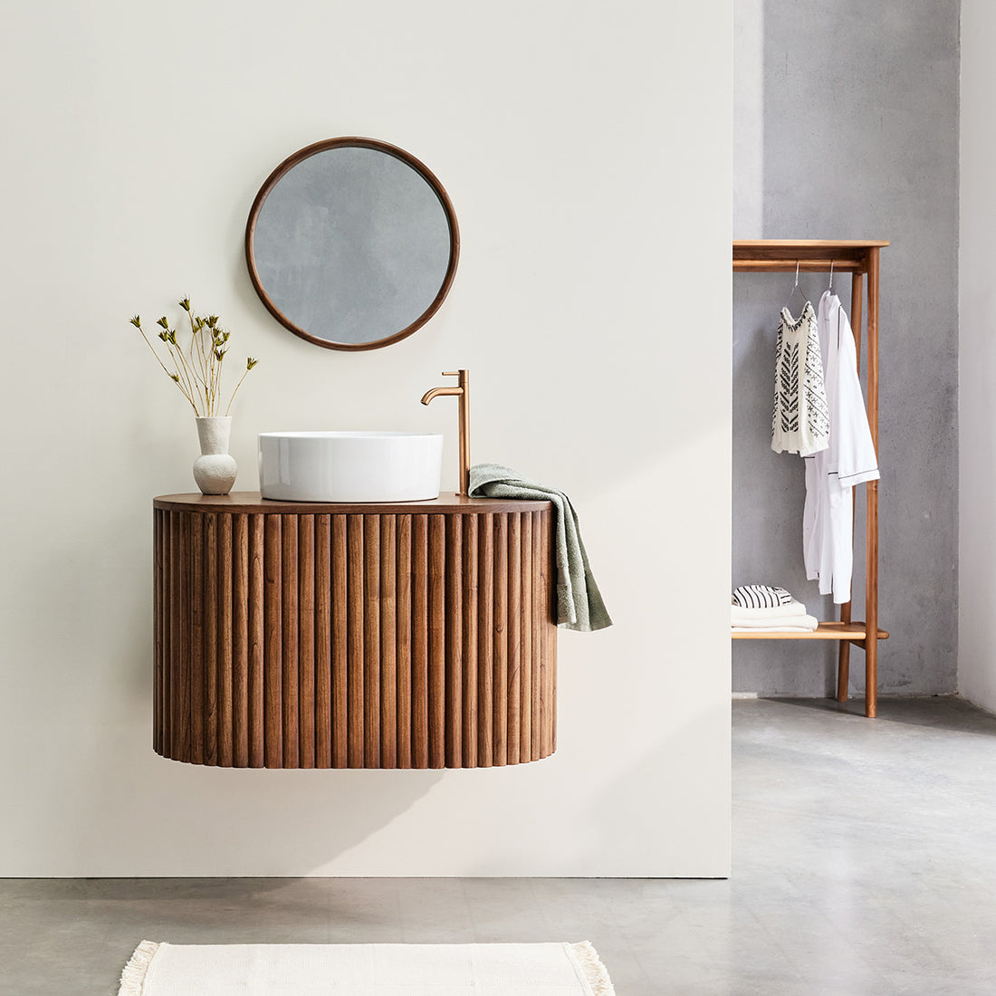 TRINIDAD - Mobile per lavabo sospeso in mindi massello 90 cm