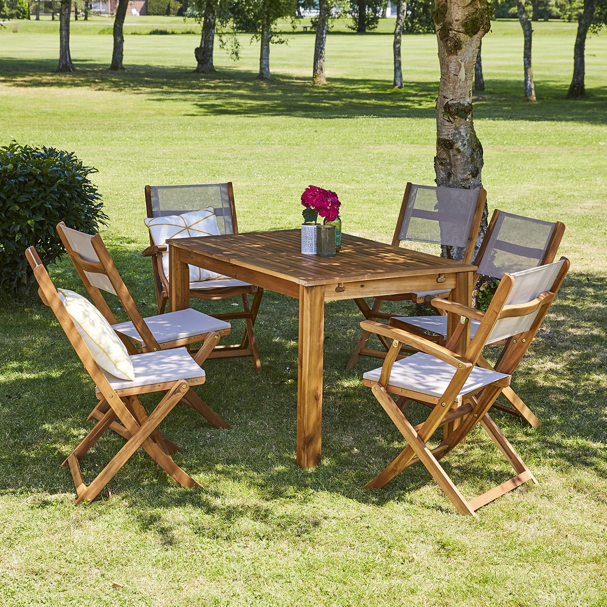 HANOÏ - Set di mobili da giardino in acacia 6 pers.