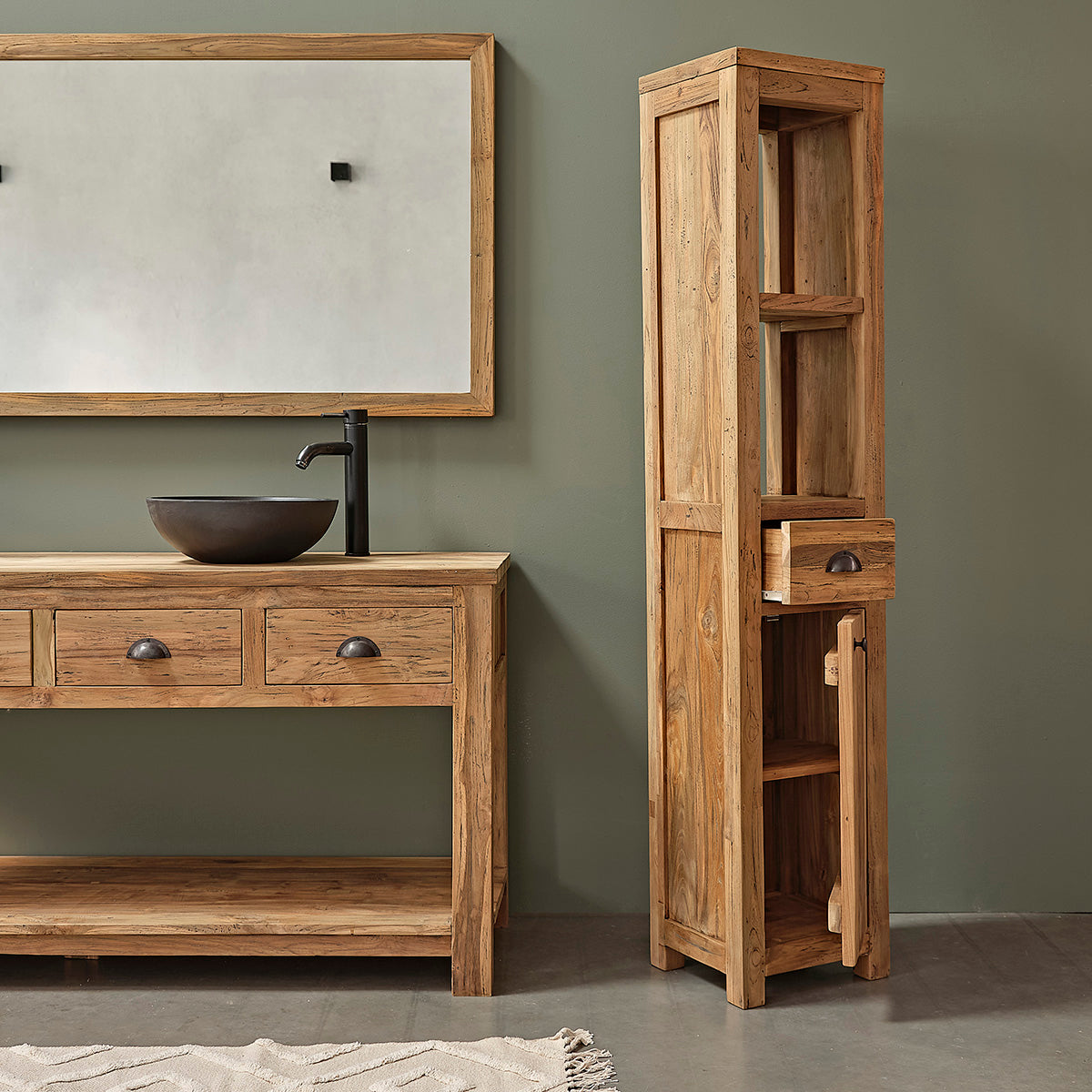 AUSTIN - Colonna in teak massello riciclato 170 cm