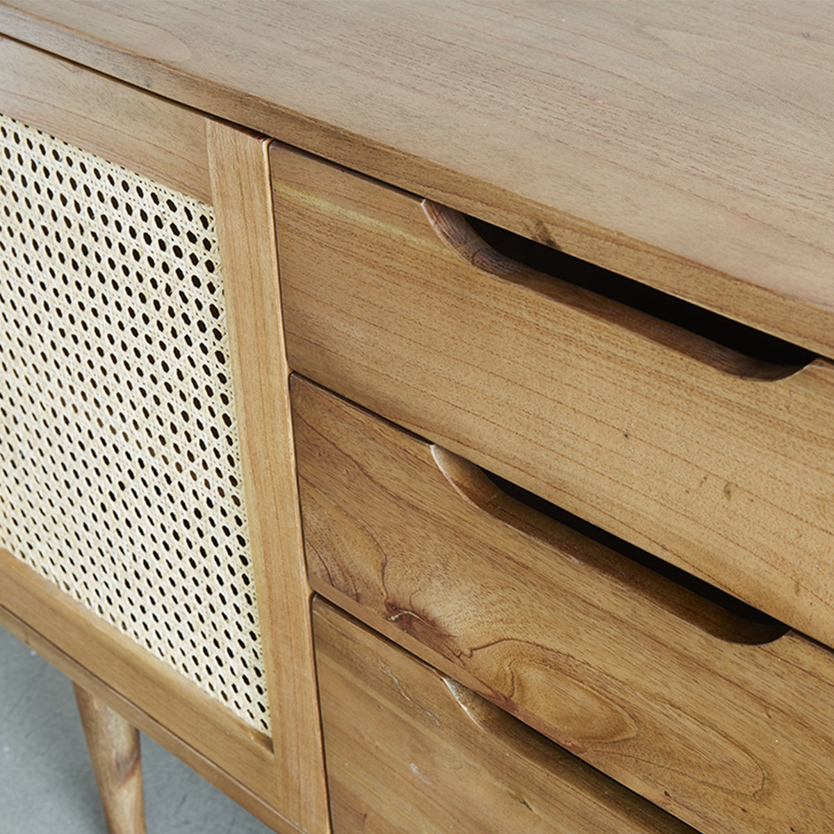 HANA - Mobile per lavabo in mindi massello e cannage 85 cm