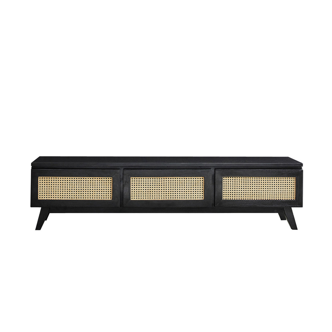 ISÉE - Mobile porta TV in mindi massello e cannage nero 160 cm