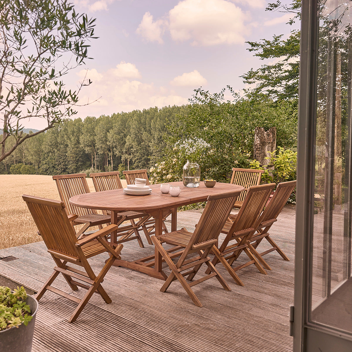 BALI - Poltrona da giardino pieghevole in teak massello oliato (set di 2)