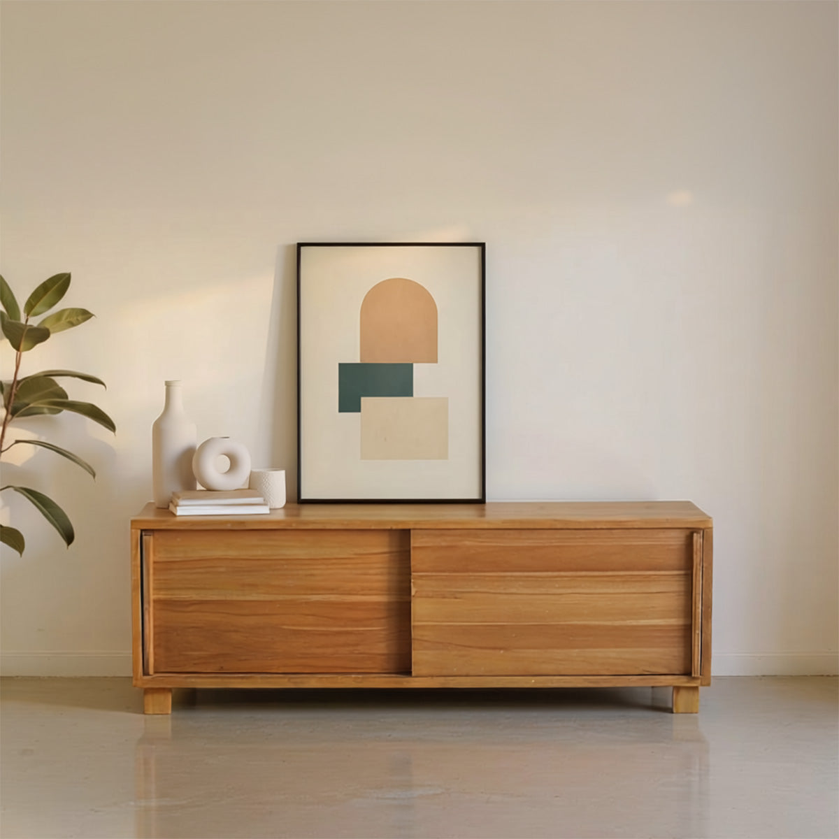 NIDO - Mobile porta TV in teak massello 100 cm