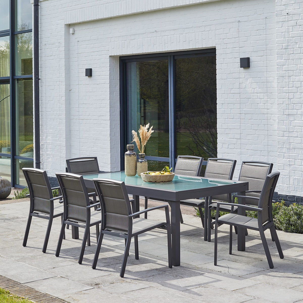 MODULO - Tavolo da giardino allungabile in alluminio grigio 8/12 pers.