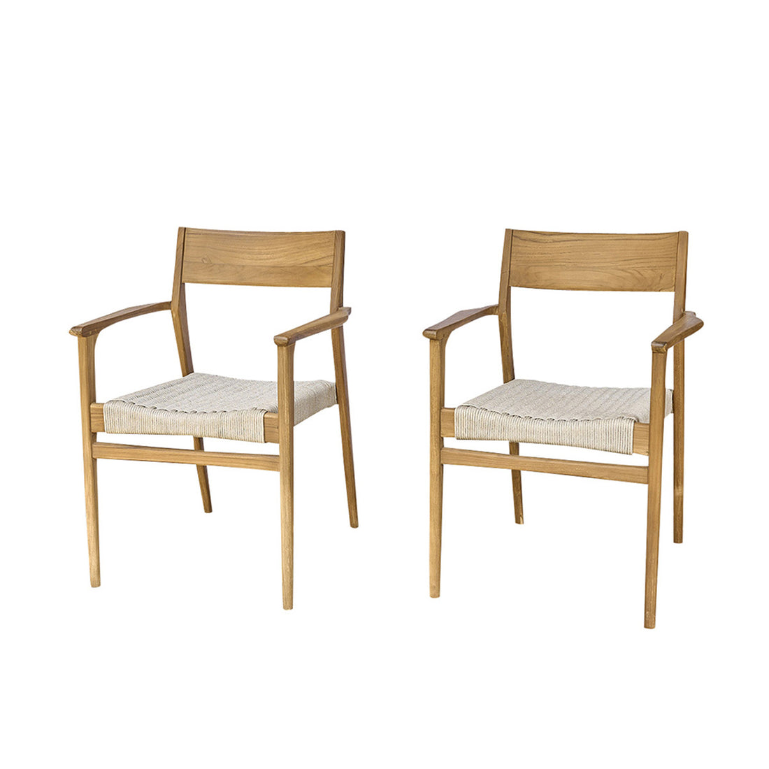 LIVIE - Poltrona da giardino in teak massello e corda beige (set di 2)