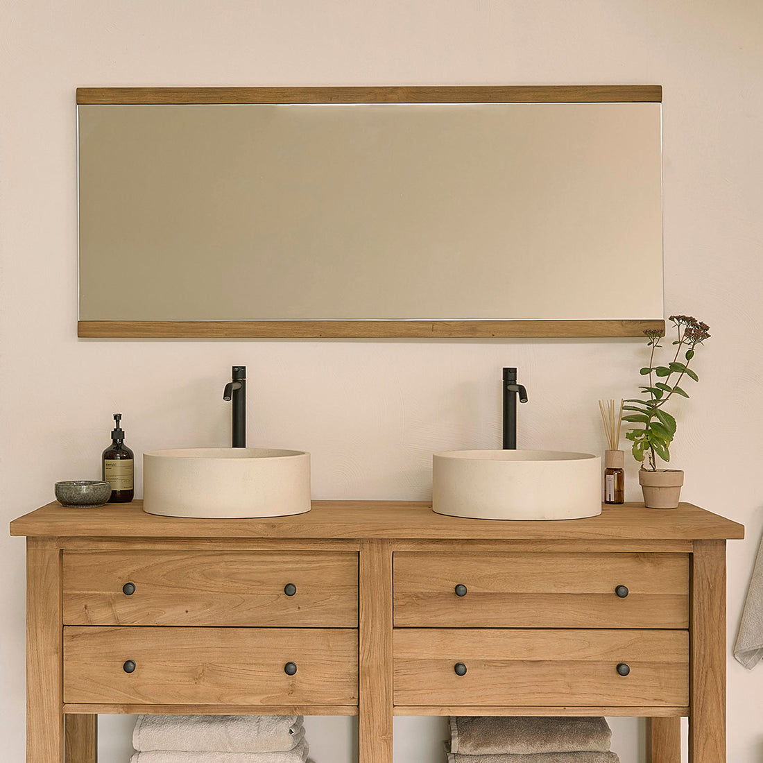 NAHELE - Specchio in teak massello riciclato 140x60 cm