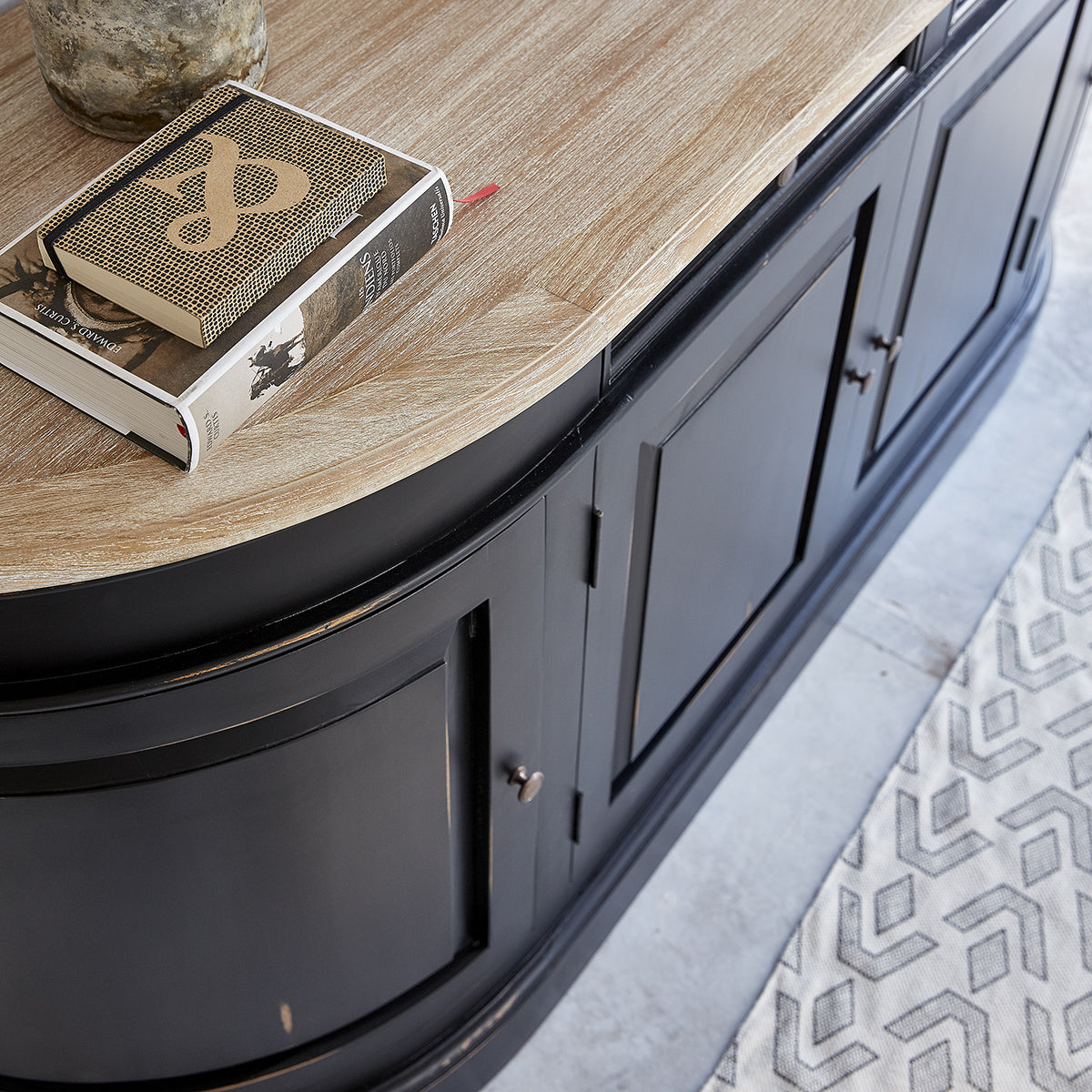 LONDRES - Credenza in mogano e teak massello 180 cm nero