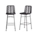 Set di 2 sgabelli da bar neri in rattan e metallo
